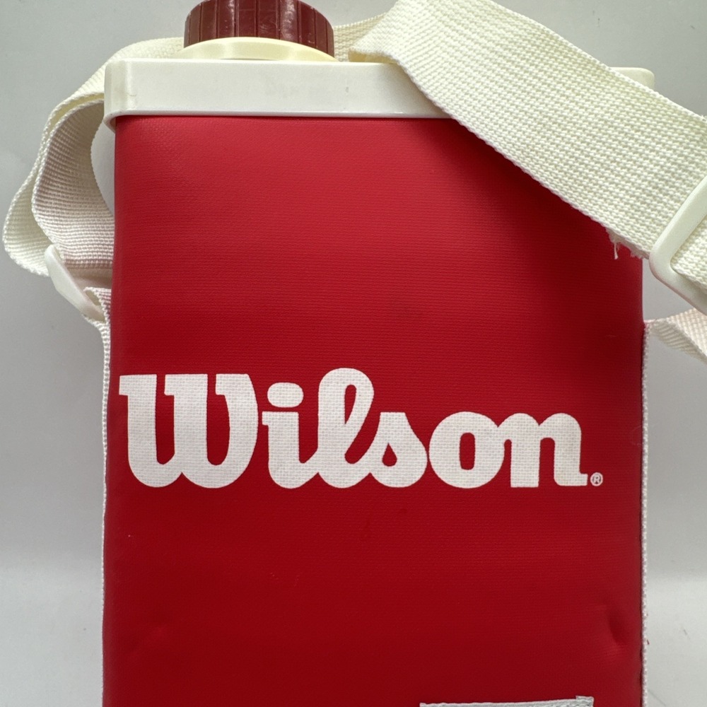 Vintage Wilson Tour Tennis  Shoulder Water Bottle Sling Red Drink Cool Read - Picture 3 of 12